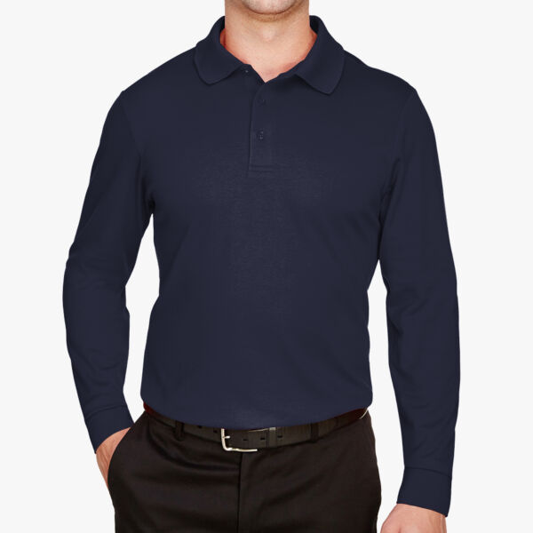 Men's CrownLux Performance® Plaited Long Sleeve Polo Thumbnail