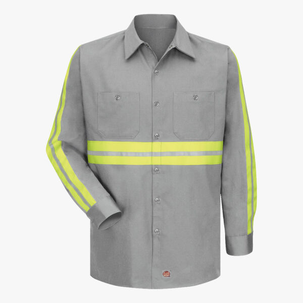 Men's Enhanced Visibility Long Sleeve Cotton Work Shirt Thumbnail