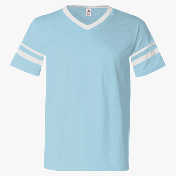 V-Neck Jersey with Striped Sleeves Thumbnail