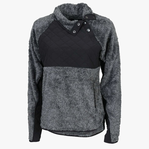 Women's Quilted Fuzzy Fleece Snap PlacketPullover Thumbnail