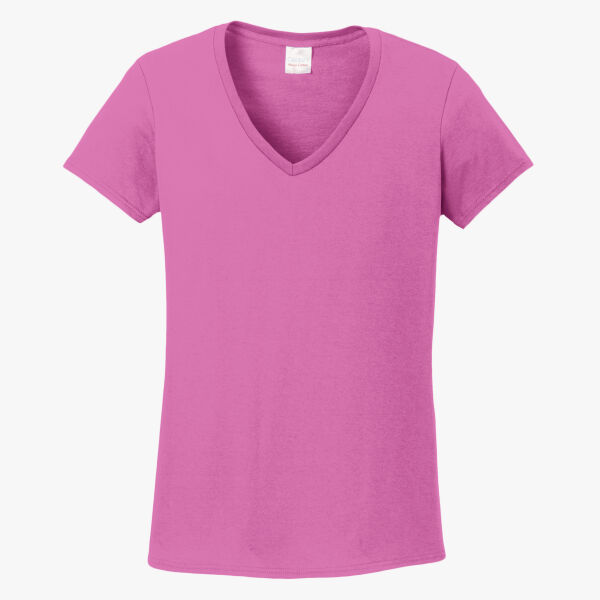 Ladies Heavy Cotton 100% Cotton V Neck T Shirt Thumbnail